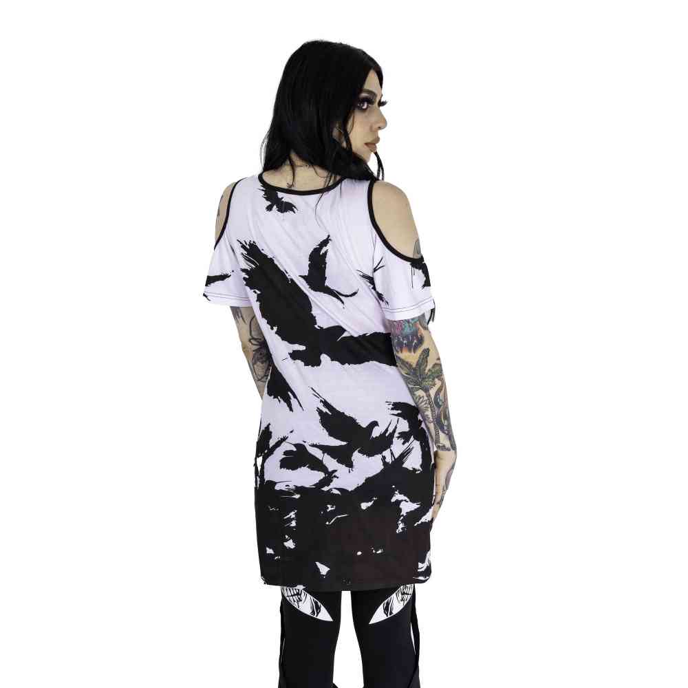 Vixxsin - NIGHT OF THE CROW Top - Wit/Zwart